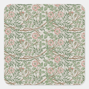 William Morris Sweetbriar Florale Art Nouveau Quadratischer Aufkleber