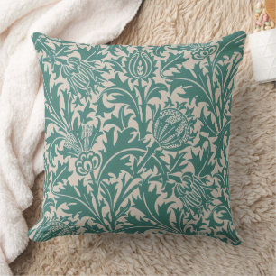 William Morris Teal Blaue Distel Vintage-Tapete Kissen