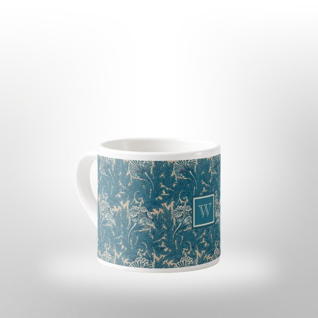 William Morris Tealish Blue Tulip mit Monogram Espressotasse (Von Creator hochgeladen)