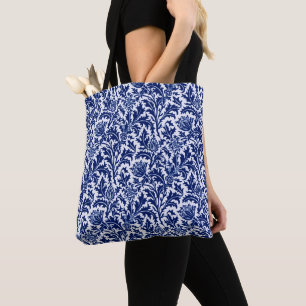 William Morris Thistle Damask, Cobalt Blue & White