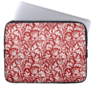 William Morris Thistle Damask, Dark Red & White Laptopschutzhülle
