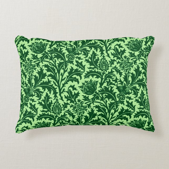 William Morris Thistle Damask, Emerald Green Dekokissen (Vorderseite)