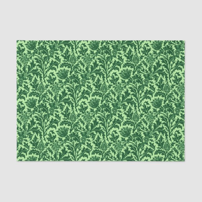 William Morris Thistle Damask, Emerald Green Seidenpapier (Vorderseite)