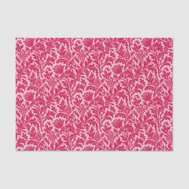 William Morris Thistle Damask, Fuchsia Pink Seidenpapier (Vorderseite)
