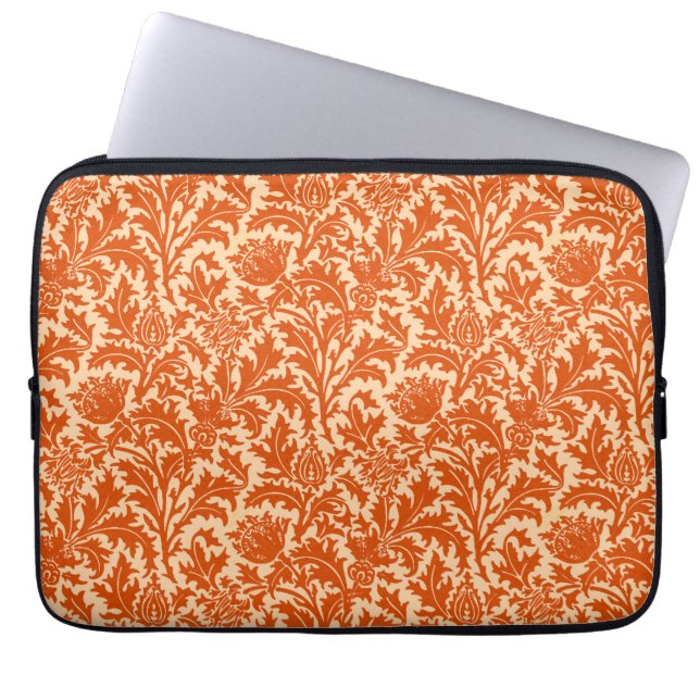 William Morris Thistle Damask, Mandarin Orange Laptopschutzhülle (Vorderseite)