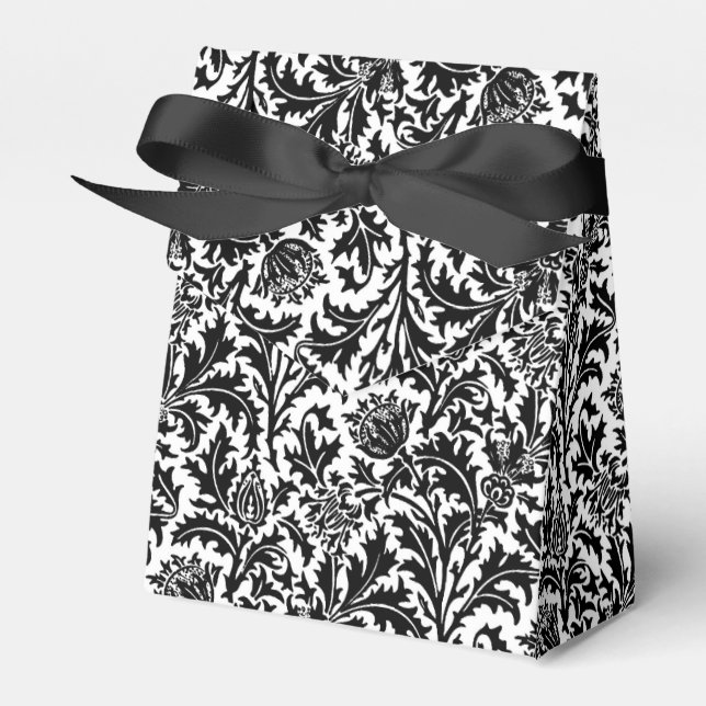 William Morris Thistle Damask, Schwarz auf Weiß Geschenkschachtel (Vorderseite)