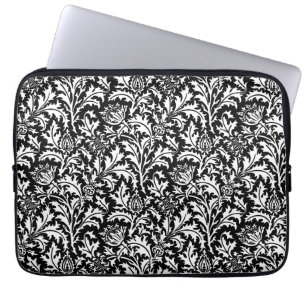 William Morris Thistle Damask, Schwarz und Weiß Laptopschutzhülle