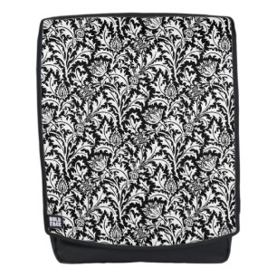 William Morris Thistle Damask, Schwarz und Weiß Rucksack