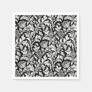 William Morris Thistle Damask, Schwarz und Weiß Serviette