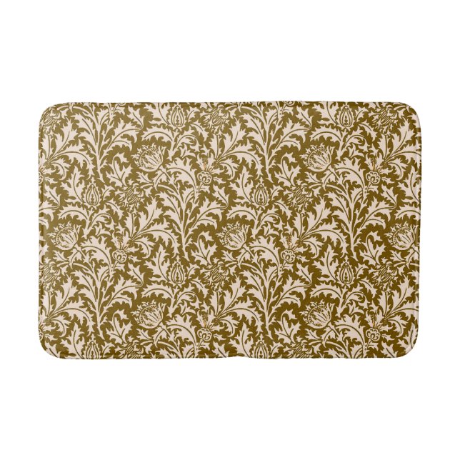 William Morris Thistle Damask, Taupe Tan und Beige Badematte (Vorderseite)