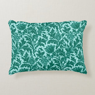 William Morris Thistle Damask, Türkis und Aqua Zierkissen