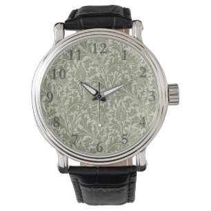 William Morris Thistle Sage Green Pattern Armbanduhr
