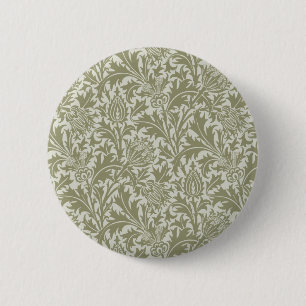 William Morris Thistle Sage Green Pattern Button