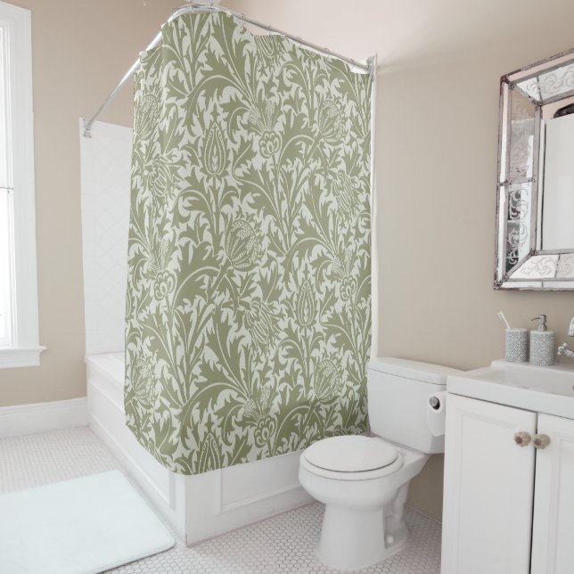 William Morris Thistle Sage Green Pattern Duschvorhang (Beispiel)