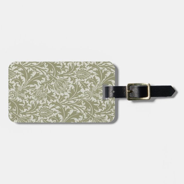 William Morris Thistle Sage Green Pattern Gepäckanhänger (Vorderseite horizontal)
