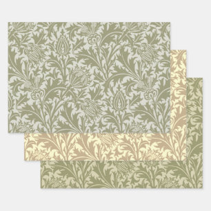 William Morris Thistle Sage Green Pattern Geschenkpapier Set