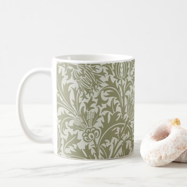 William Morris Thistle Sage Green Pattern Kaffeetasse (Mit Donut)