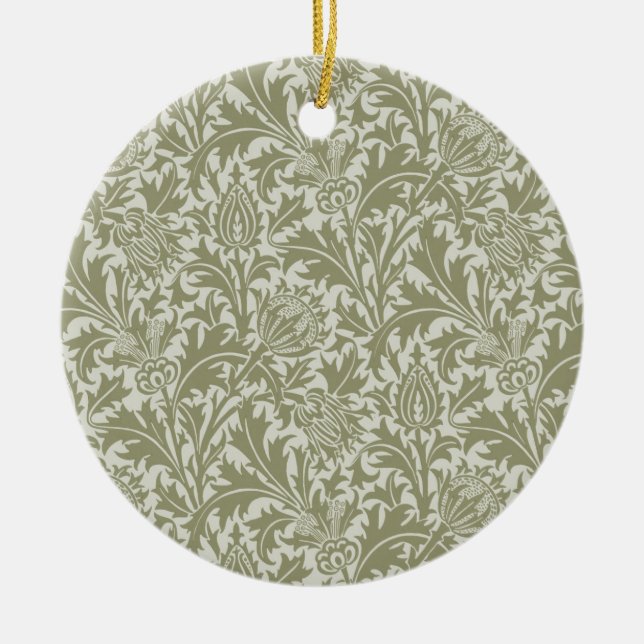 William Morris Thistle Sage Green Pattern Keramik Ornament (Vorne)