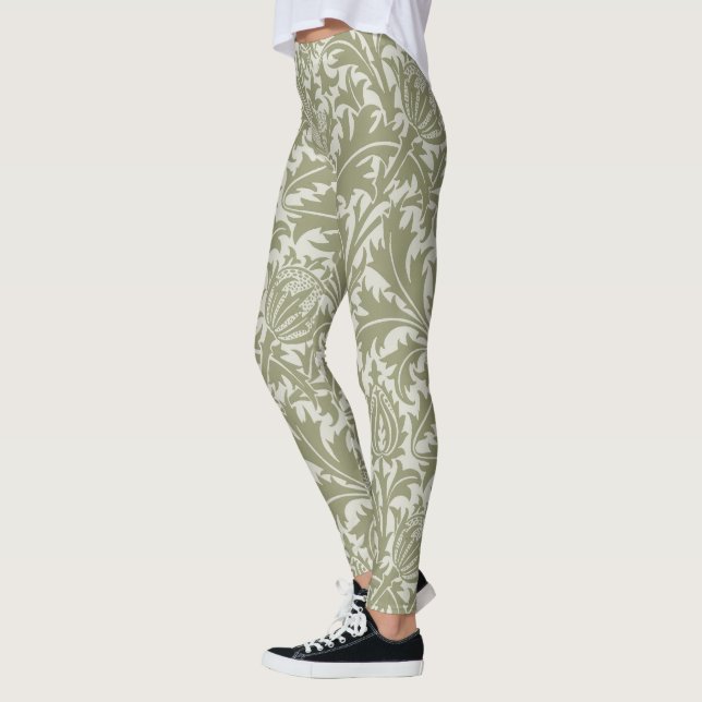 William Morris Thistle Sage Green Pattern Leggings (Links)
