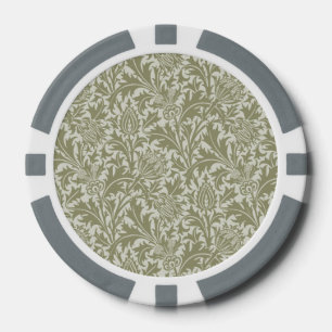 William Morris Thistle Sage Green Pattern Pokerchips