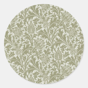 William Morris Thistle Sage Green Pattern Runder Aufkleber