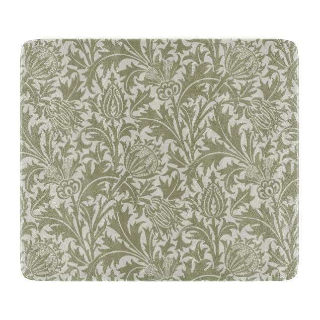 William Morris Thistle Sage Green Pattern Schneidebrett (Vorderseite)