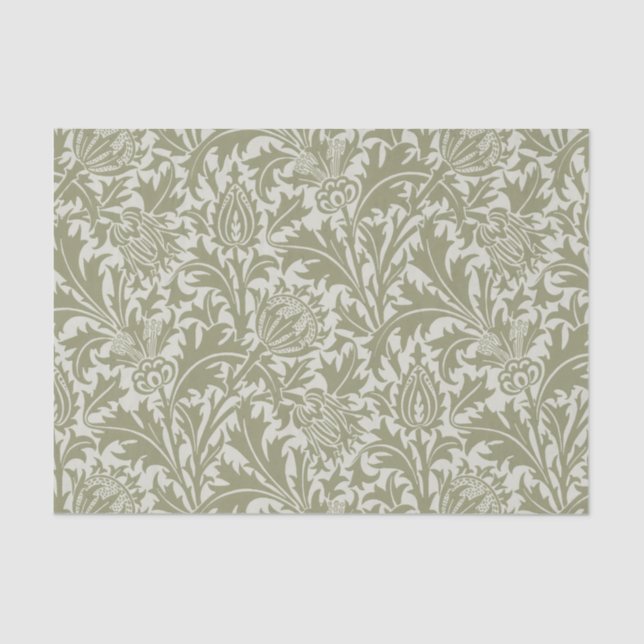 William Morris Thistle Sage Green Pattern Seidenpapier (Vorderseite)