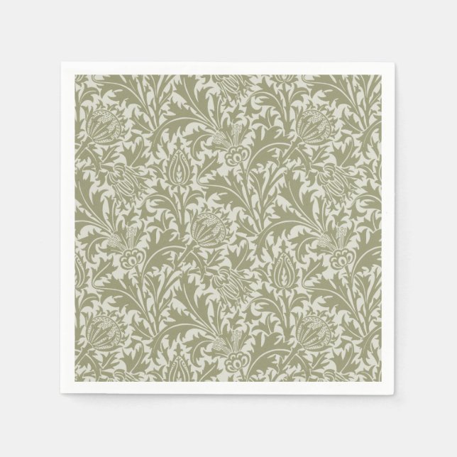 William Morris Thistle Sage Green Pattern Serviette (Vorderseite)