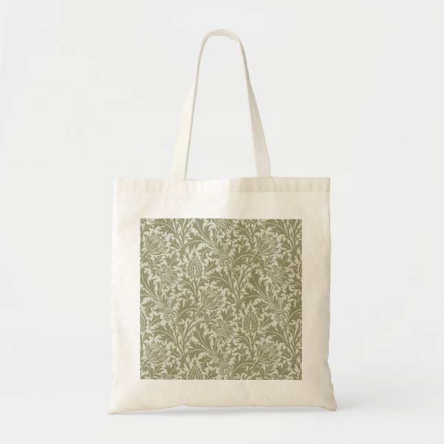 William Morris Thistle Sage Green Pattern Tragetasche (Vorne)