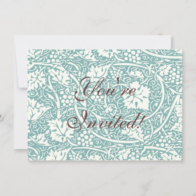 William Morris Traubenmuster Aquamarin Türkis Einladung (Vorderseite)