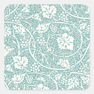 William Morris Traubenmuster Aquamarin Türkis Quadratischer Aufkleber