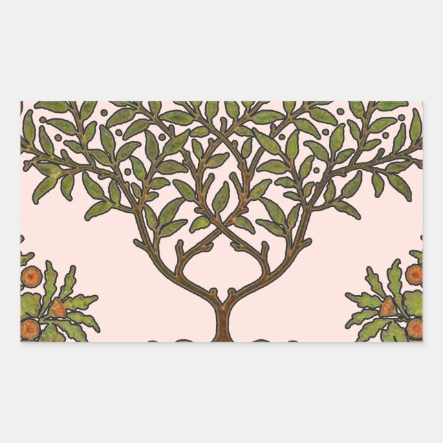 William Morris Tree Frieze Floral Wallpaper Rechteckiger Aufkleber (Vorderseite)