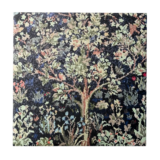 William Morris Tree of Life Keramik Tile Fliese (Vorderseite)