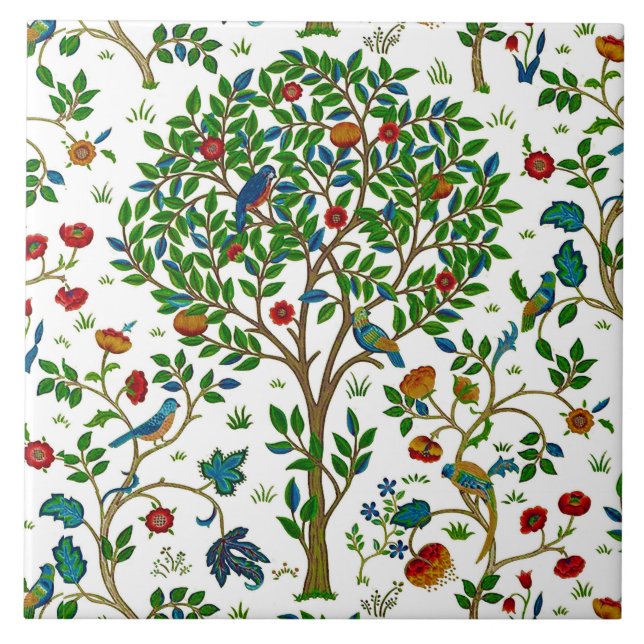 William Morris Tree of Life Pattern, Green & Multi Fliese (Vorderseite)