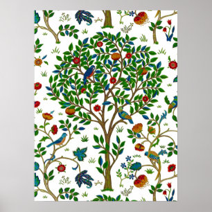 William Morris Tree of Life Pattern, Green & Multi Poster