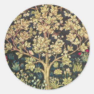 William Morris Tree of Life Vintag Pre-Raphaelite Runder Aufkleber