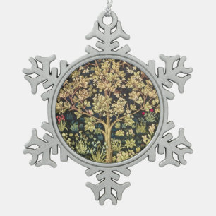 William Morris Tree of Life Vintag Pre-Raphaelite Schneeflocken Zinn-Ornament