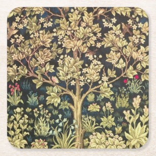 William Morris Tree of Life Vintage Art Rechteckiger Pappuntersetzer