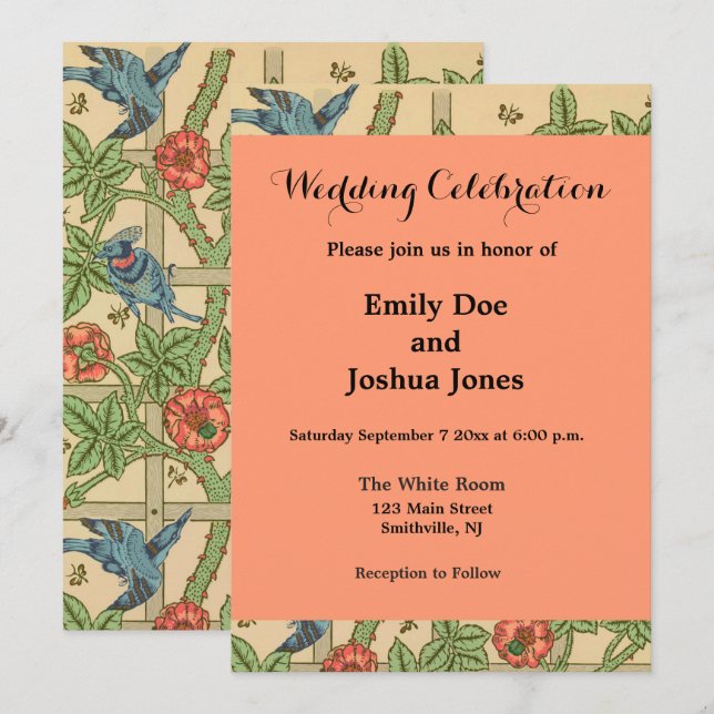 William Morris Trellis Classic Wallpaper Design Einladung (Vorne/Hinten)