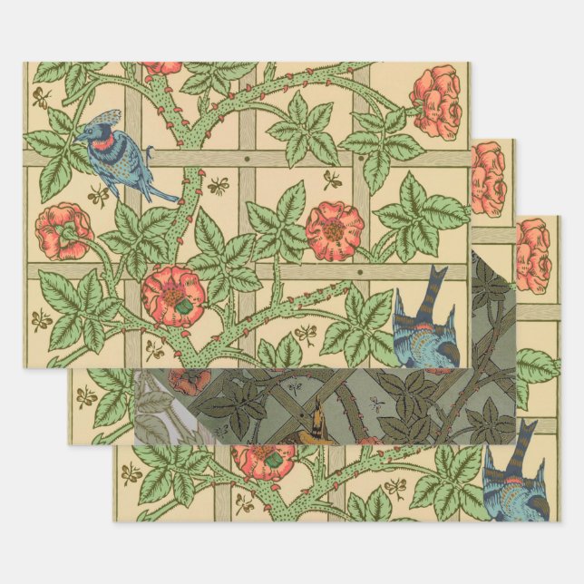 William Morris Trellis Classic Wallpaper Design Geschenkpapier Set (Set)