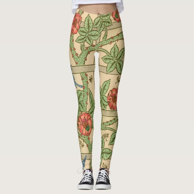 William Morris Trellis Classic Wallpaper Design Leggings (Vorderseite)