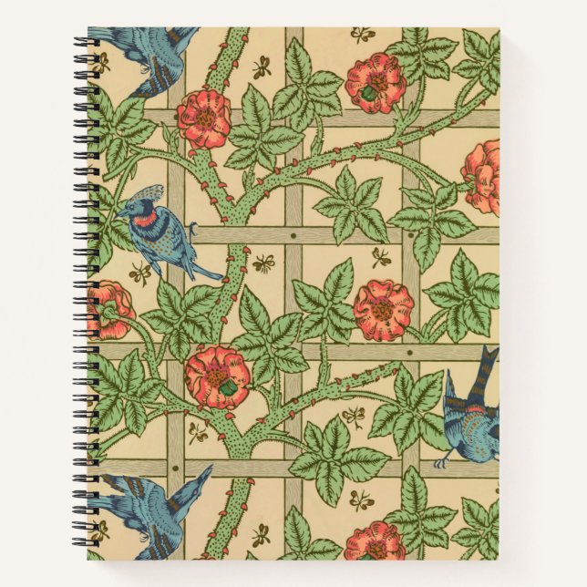 William Morris Trellis Classic Wallpaper Design Notizbuch (Vorderseite)