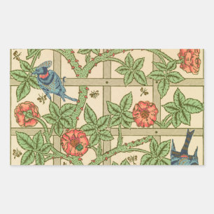 William Morris Trellis Classic Wallpaper Design Rechteckiger Aufkleber