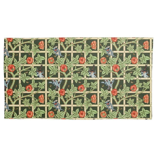 William Morris Trellis Pattern in Green Kissenbezug (Vorderseite)