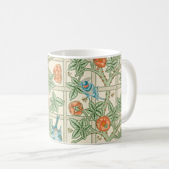William Morris Trellis Victorian Wallpaper Kaffeetasse (VorderseiteRechts)