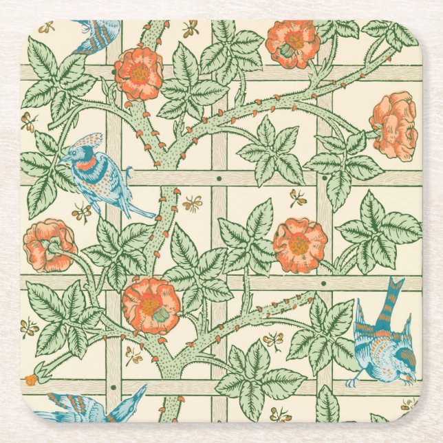 William Morris Trellis Victorian Wallpaper Rechteckiger Pappuntersetzer (Vorderseite)