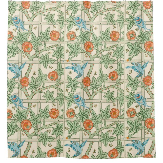 William Morris Trellis viktorianische Tapete Duschvorhang (Vorderseite)