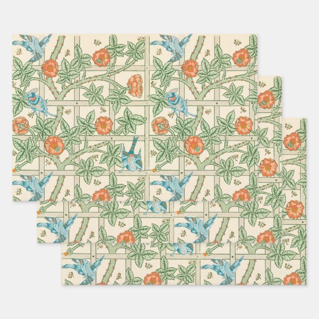 William Morris Trellis viktorianische Tapete Geschenkpapier Set (Set)