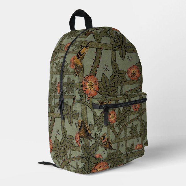 William Morris Trellis Wallpaper Art Bedruckter Rucksack (Rückseitige Ecke links)