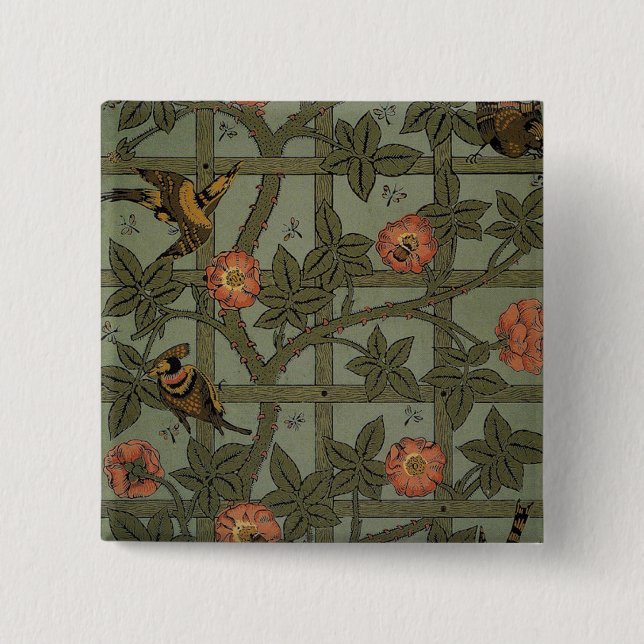 William Morris Trellis Wallpaper Art Button (Vorderseite)